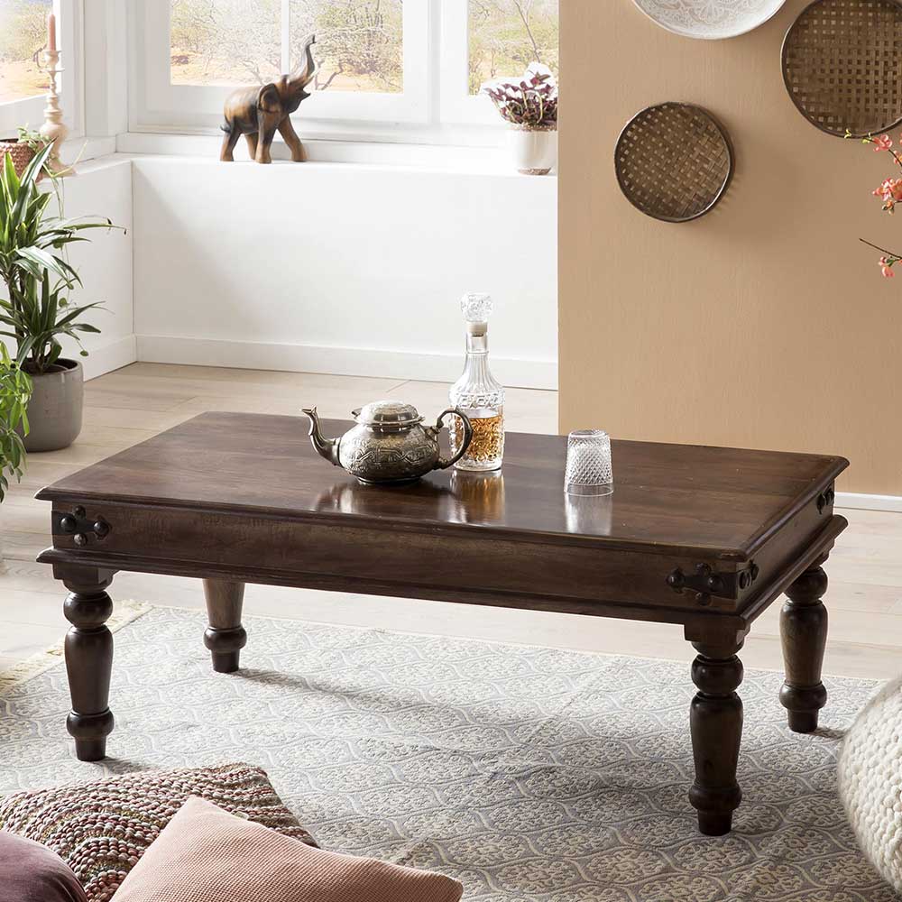 Möbel Exclusive Kolonial Wohnzimmertisch aus Akazie Massivholz 110 cm breit