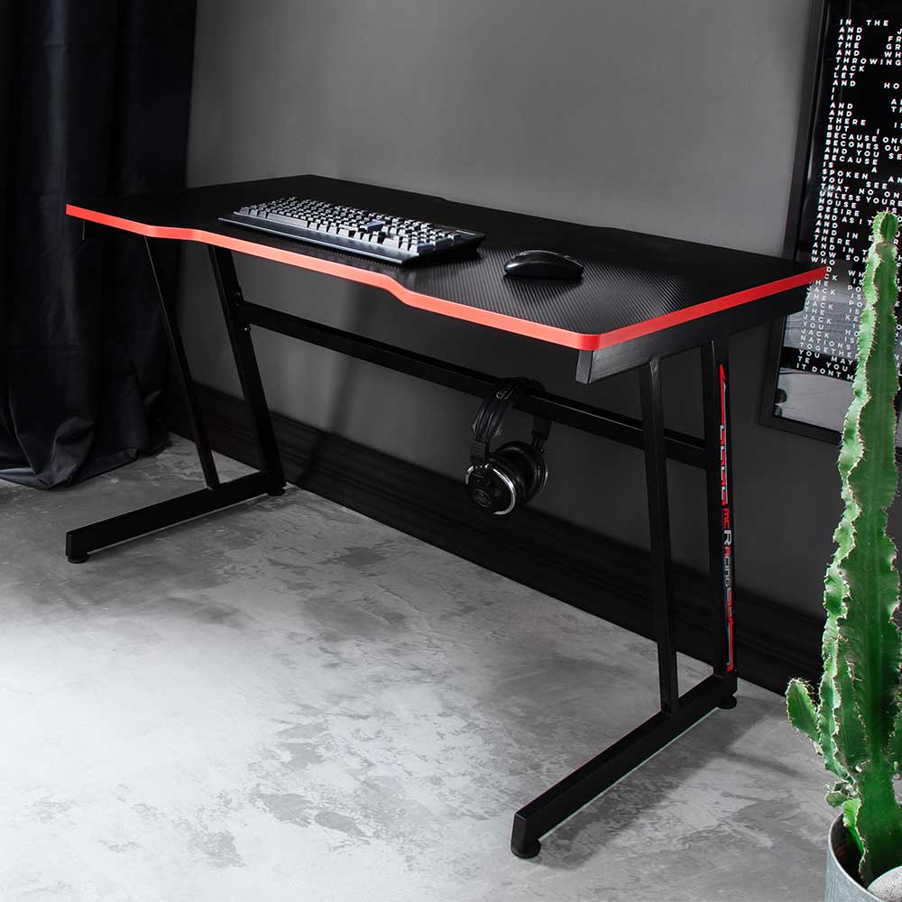 TopDesign Jugend Schreibtisch mit Metallkufen Schwarz & Rot