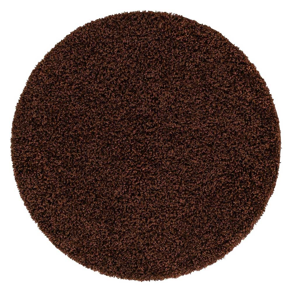 Doncosmo Dunkelbrauner Shaggy Teppich aus Hochflor 120 cm oder 150 cm Durchmesser