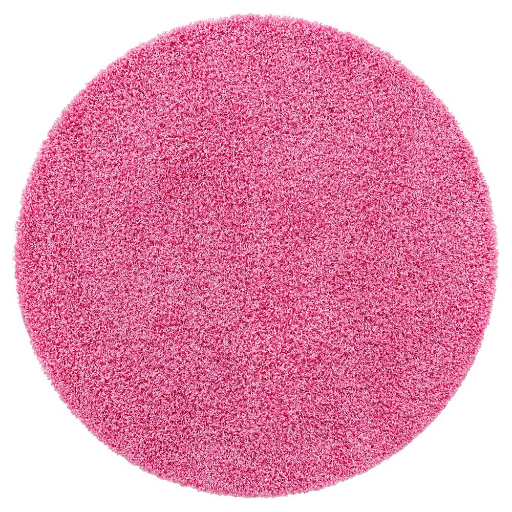 Doncosmo Hochflor Teppich pink Shaggy 120 cm und 150 cm rund