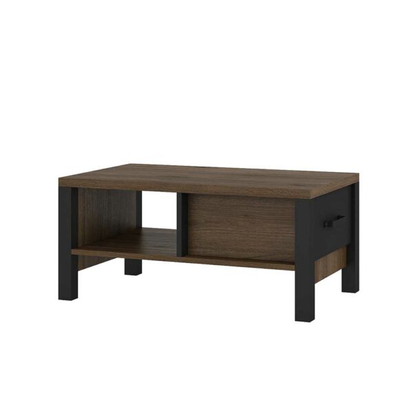 4Home Sofa Tisch in Walnussfarben und Schwarz Industry und Loft Stil