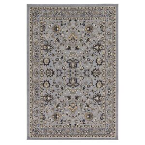 Doncosmo Kurzflor Teppich Orient Muster in Grau Cremefarben