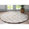 Doncosmo Hellbrauner Teppich Hochflor im Skandi Design Kachelmuster