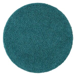 Doncosmo Runder Teppich Türkis 120 cm oder 150 cm Durchmesser Hochflor
