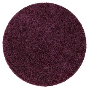 Doncosmo Shaggy Teppich Hochflor 120 cm und 150 cm rund Aubergine-Lila