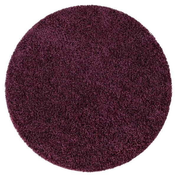 Doncosmo Shaggy Teppich Hochflor 120 cm und 150 cm rund Aubergine-Lila