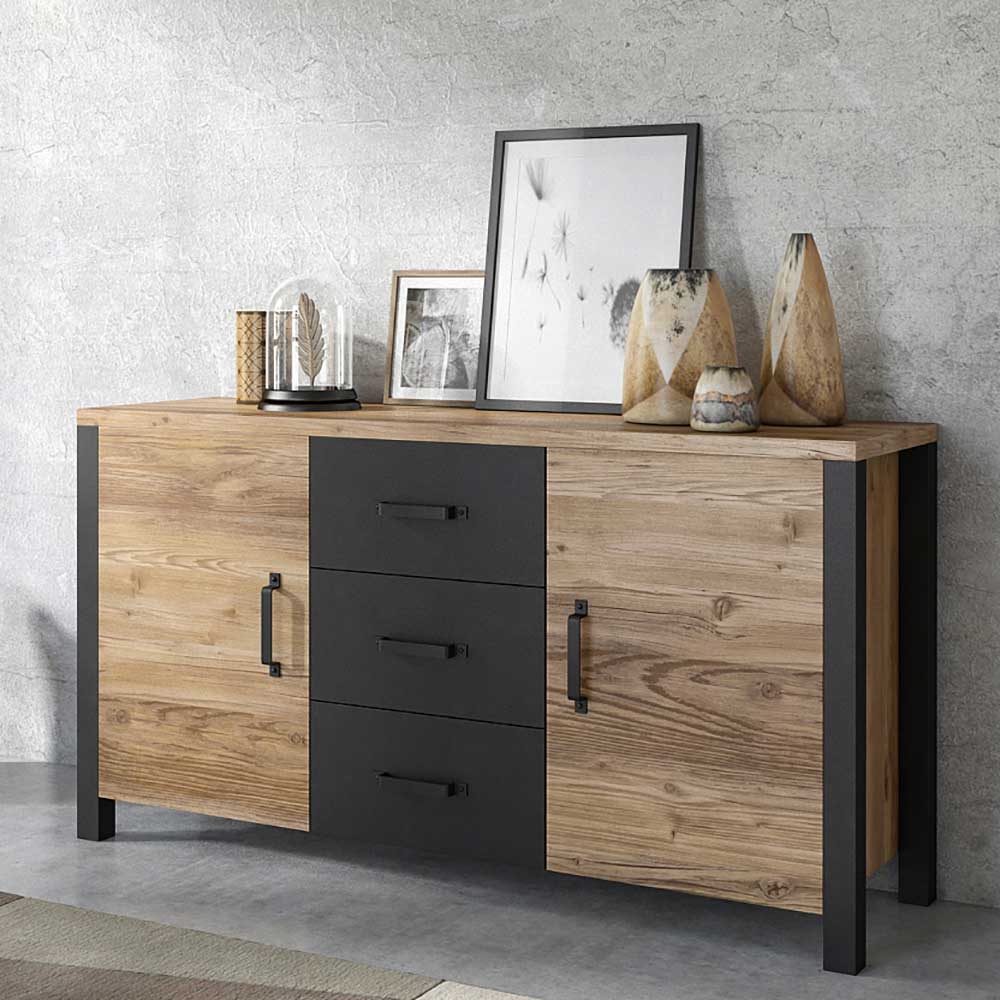 4Home Industriestil Sideboard mit drei Schubladen 147 cm breit