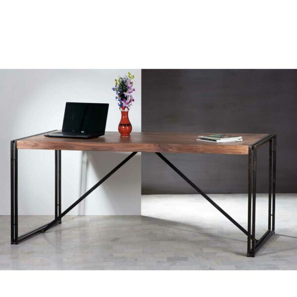 Möbel Exclusive Schreibtisch in Schwarz-Akaziefarben Used Look