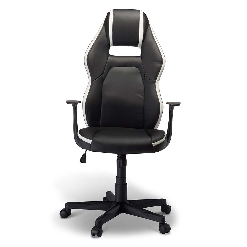 Möbel4Life Ergonomischer Bürostuhl in Schwarz und Weiß dreh- und höhenverstellbar
