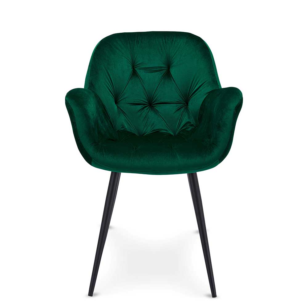 Möbel4Life Esstisch Stühle in Grün Samt Metallgestell (2er Set)