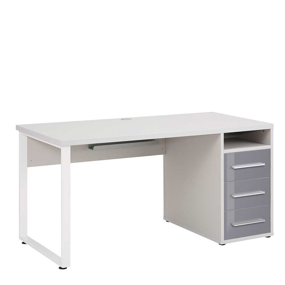 Müllermöbel Büroschreibtisch in Grau und Weiß 150 cm breit