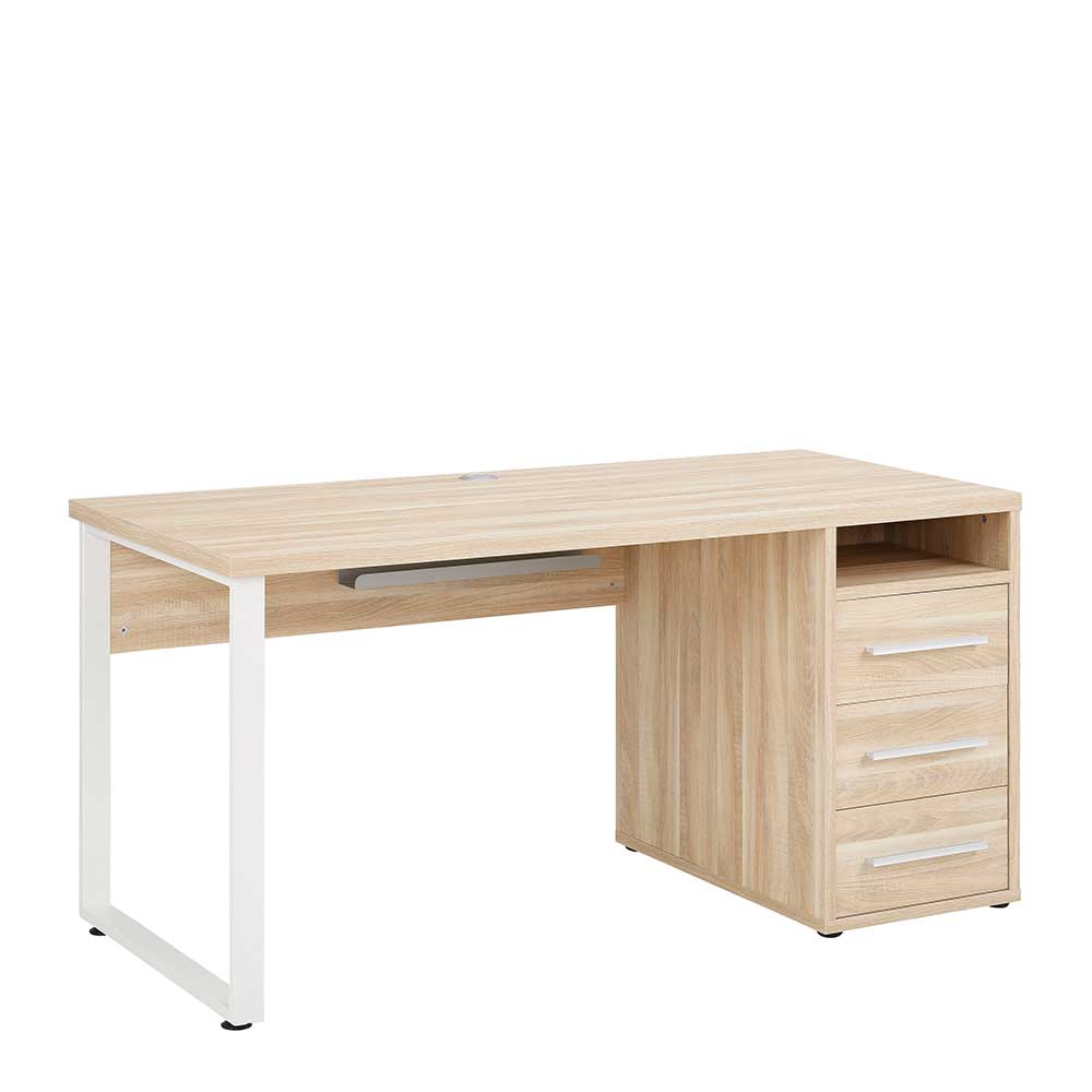 Müllermöbel Schreibtisch in Eichefarben und Weiß 150 cm breit