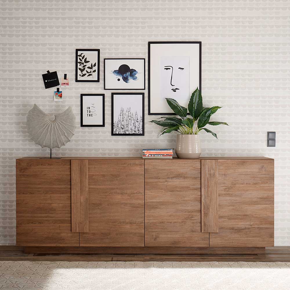 Homedreams Wohnzimmer Sideboard mit 4 Drehtüren Holzoptik Naturfarben