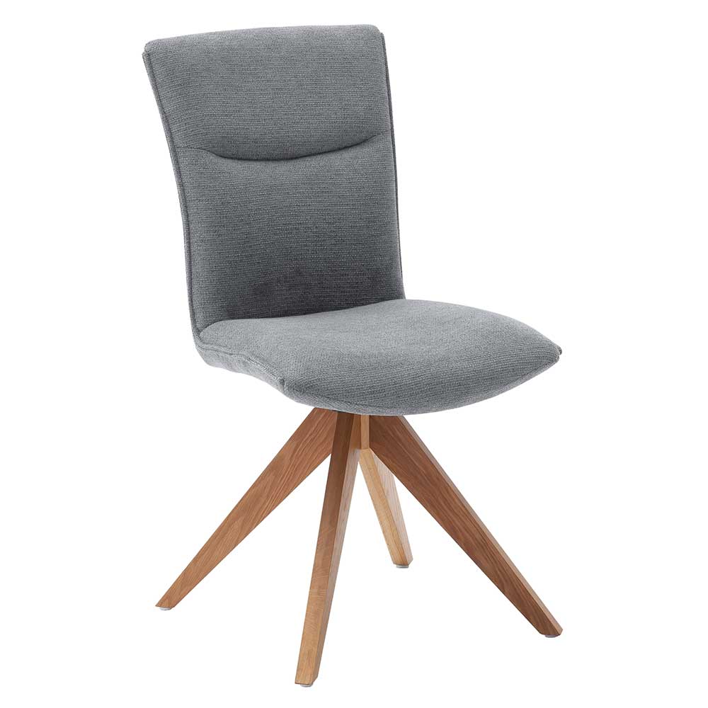 TopDesign Esstisch Stühle Grau mit Bezug aus Chenille Gestell aus Massivholz (2er Set)
