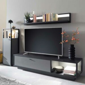 TopDesign Wohnzimmeranbauwand mit TV Platz 50 cm tief (dreiteilig)