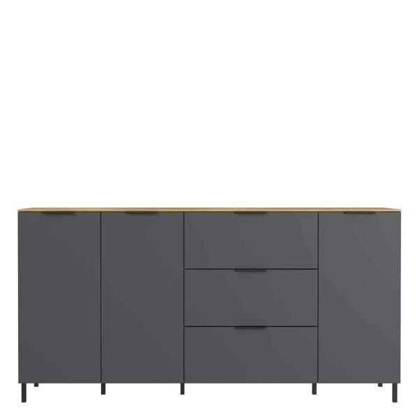 Möbel Exclusive Große Wohnzimmer Kommode in Dunkelgrau Wildeichefarben