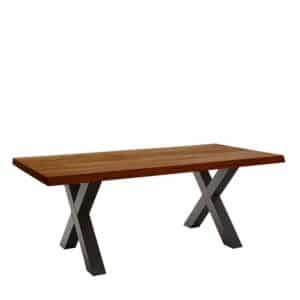 4Home Tisch X-Gestell mit Massivholzplatte natürlicher Baumkante