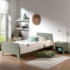 4Home Jugendzimmer Bett in Graugrün 34 cm Einstiegshöhe