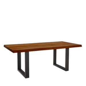 4Home Bügelgestell Tisch mit Massivholzplatte Zerreiche braun geölt
