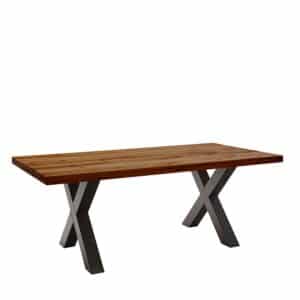 4Home Tisch X-Gestell Schwarz mit Massivholzplatte Zerreiche