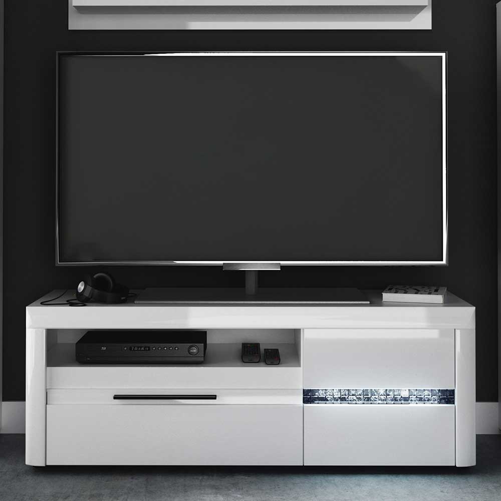 Natura Classico TV Lowboard in Weiß Hochglanz LED Beleuchtung