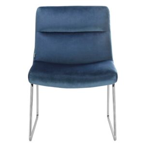 Möbel4Life Loft Sessel in Blau und Chrom Samt Bezug