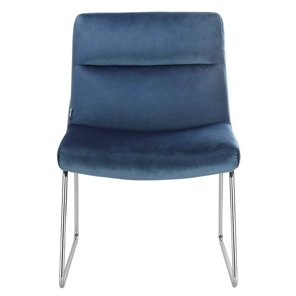 Möbel4Life Loft Sessel in Blau und Chrom Samt Bezug