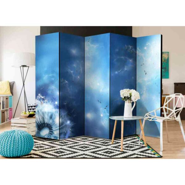 4Home 5 teiliger Paravent mit blauem Himmel und Pusteblume modern