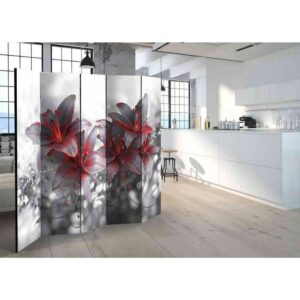4Home Spanischer Raumteiler mit Lilien Rot und Grau