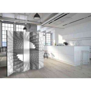 4Home Raumteiler Paravent mit abstraktem 3D Motiv Grau