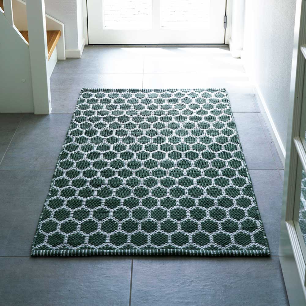 4Home Recycling Teppich mit Kachelmuster Grün & Weiß
