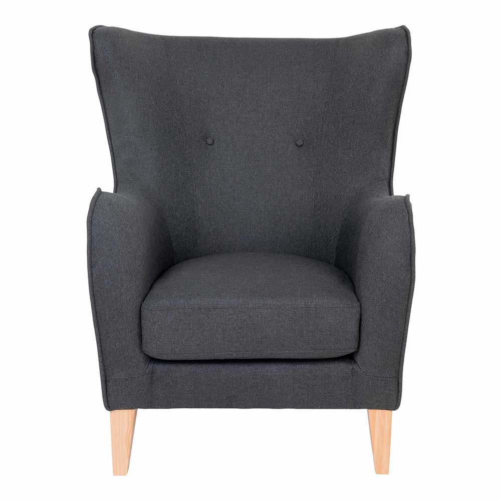 4Home Moderner Sessel in Dunkelgrau & Buche Skandi Design