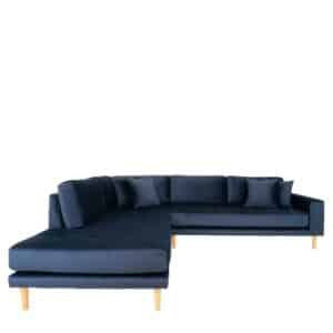 4Home Couchlandschaft in Dunkelblau & Eiche Skandi Design