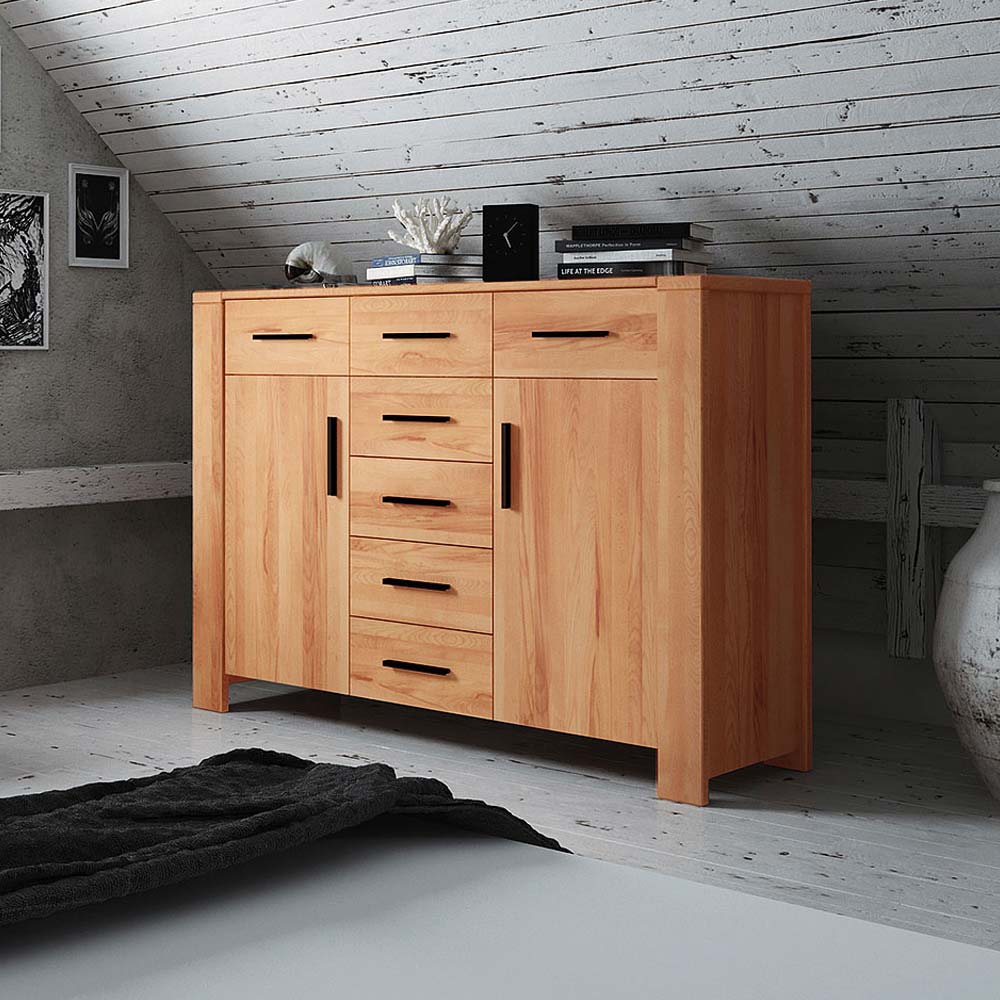 Basilicana Wohnzimmer Sideboard aus Kernbuche Massivholz modern