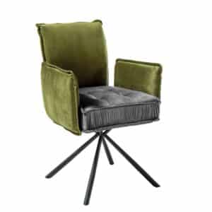 Möbel4Life Armlehnen Polsterstuhl in Grau und Grün Samt modern