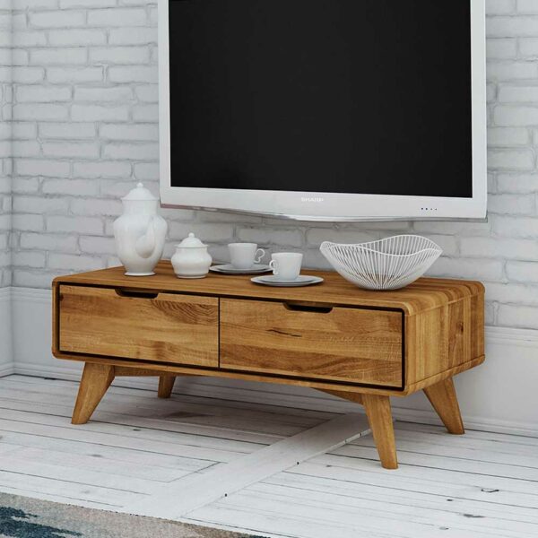 Basilicana TV Tisch aus Wildeiche Massivholz 90 cm breit