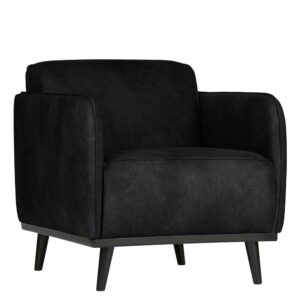 Basilicana Sessel in Schwarz Recyclingleder Retrostil