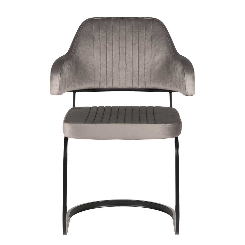 Möbel Exclusive Freischwinger Sessel in Grau Samt 50 cm Sitzhöhe (2er Set)