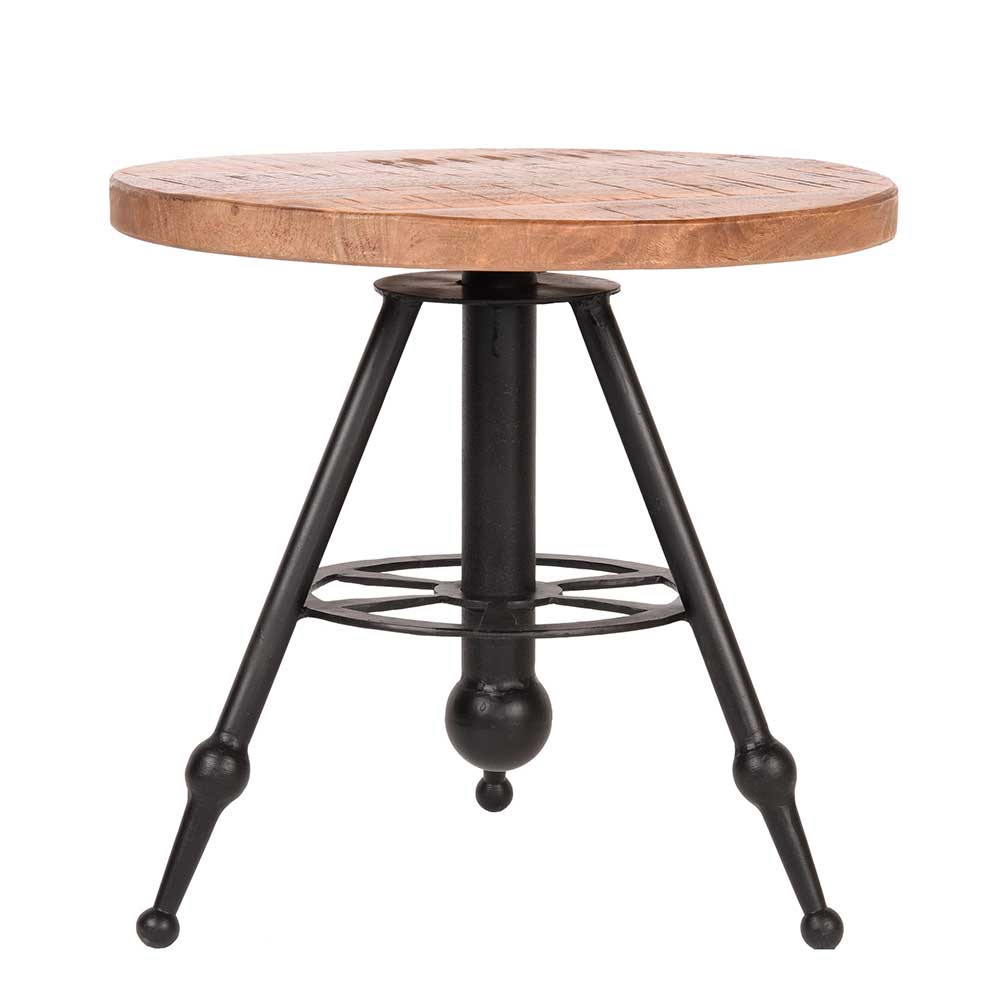 Möbel Exclusive Sofa Tisch aus Mangobaum Massivholz und Metall rund