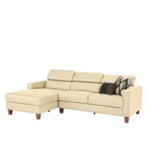 Möbel4Life Leder Sofa in Cremefarben modern