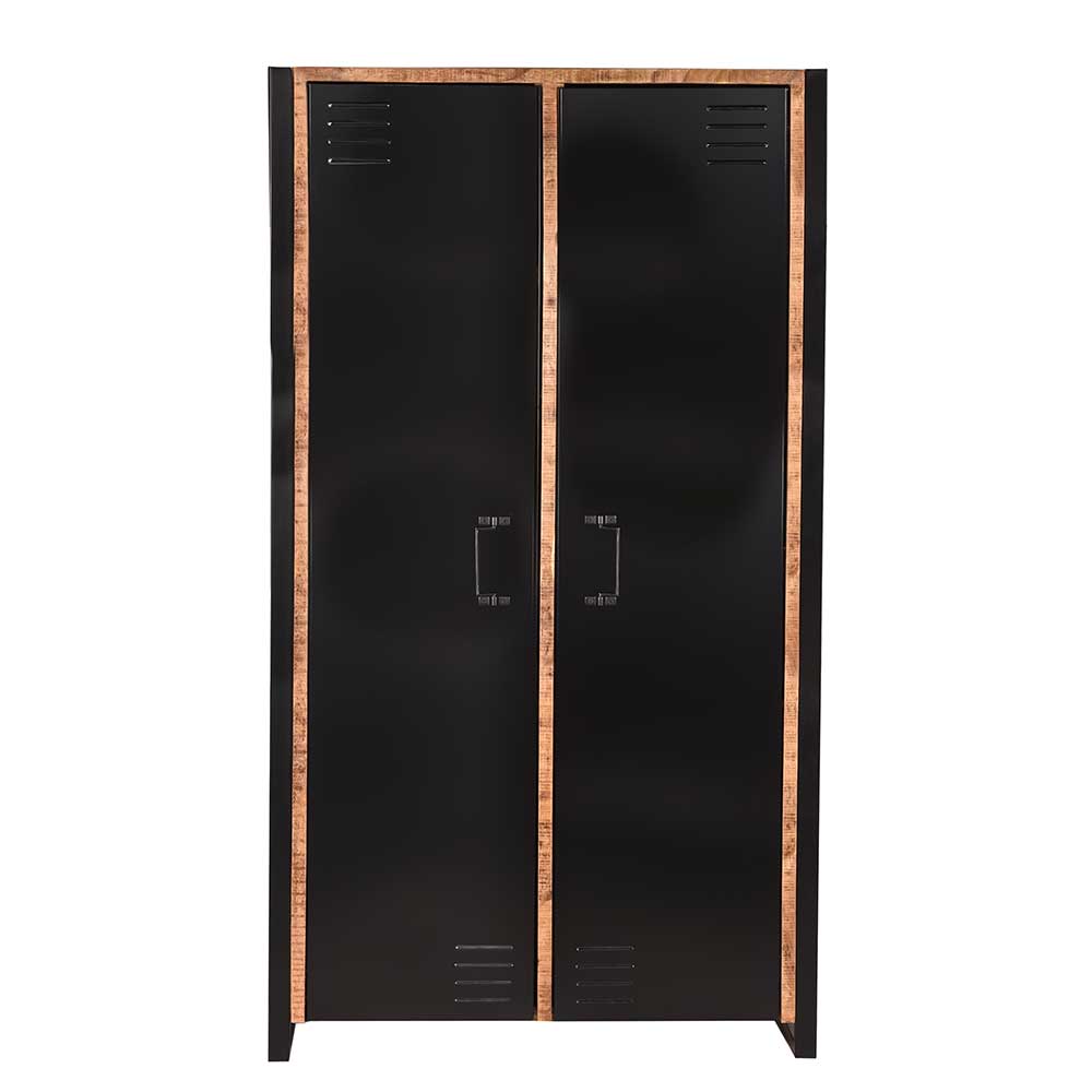 Möbel Exclusive Schrank aus Mangobaum Massivholz und Metall 180 cm hoch