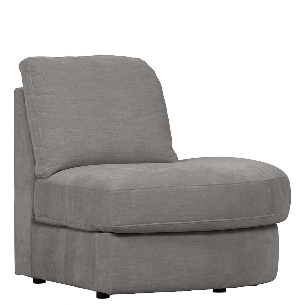 Basilicana Einsitzer Couch Rundung rechts in Grau Rücken echt bezogen