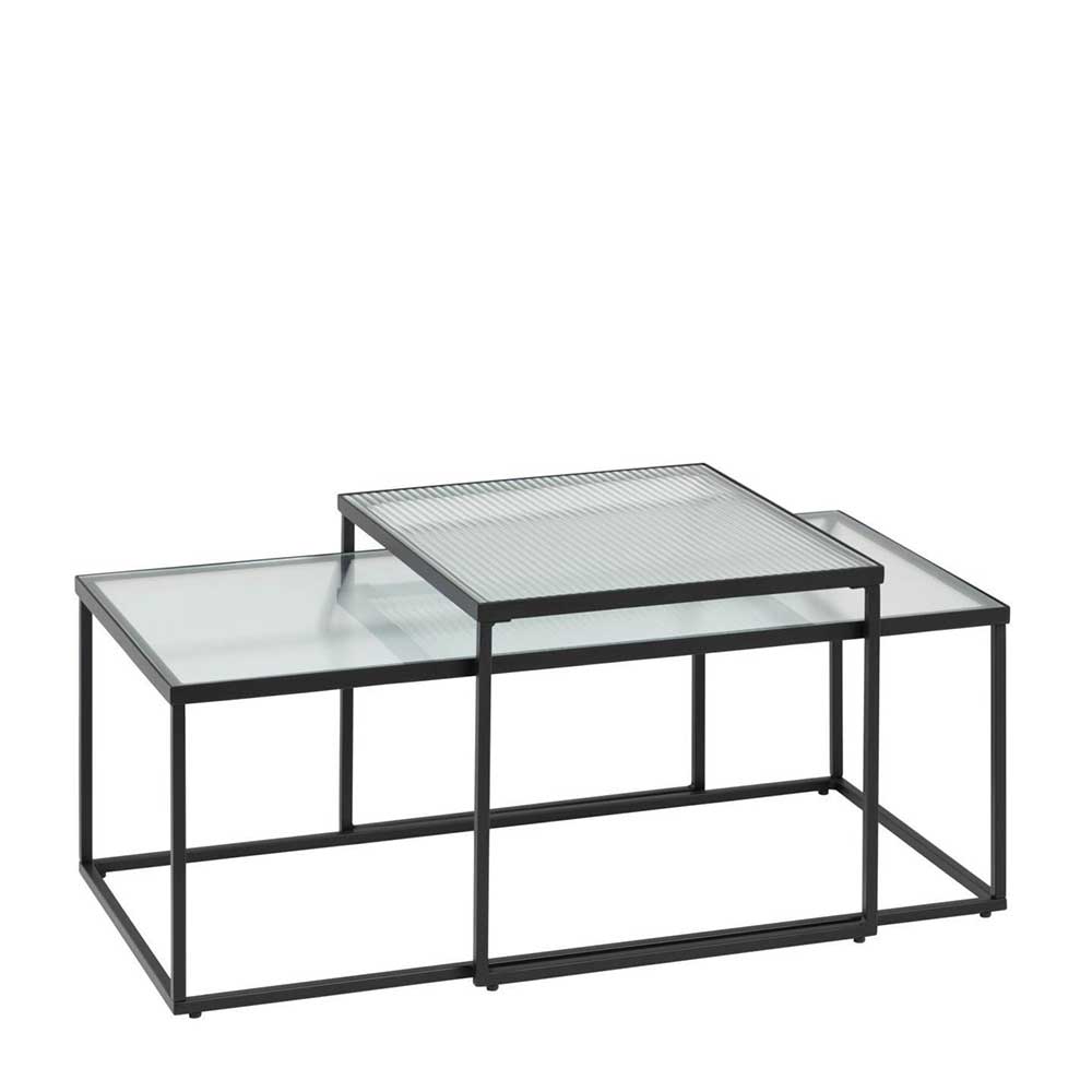 4Home Sofatisch Set im Industry Style Glas & Metall (zweiteilig)