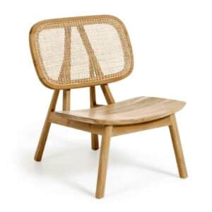 4Home Lounge Sessel im Skandi Design Teak Massivholz & Rattan