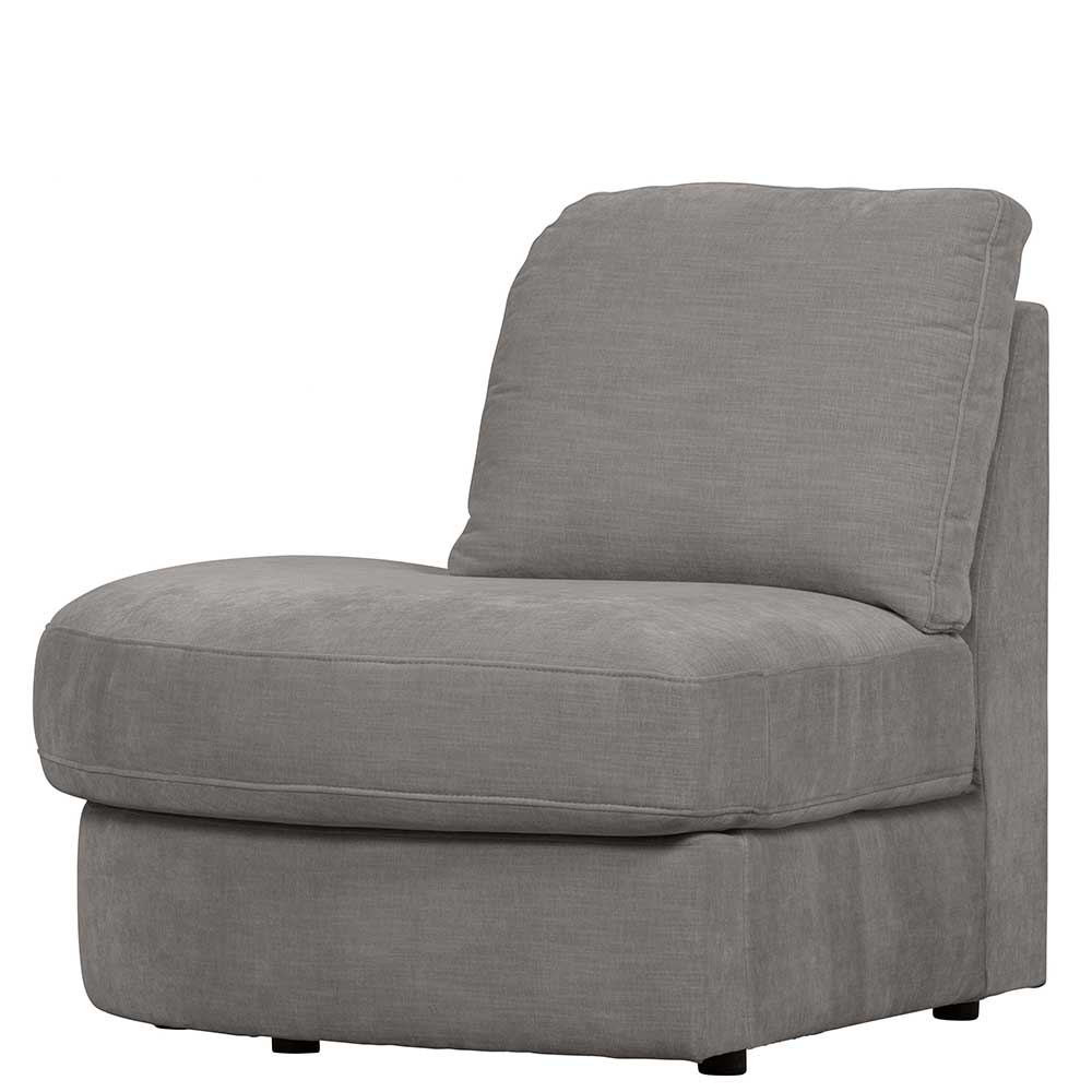 Basilicana Einsitzer Couch Rundung links in Grau Rücken echt bezogen