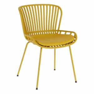 4Home 4 Stühle Esstisch aus Kunststoff & Metall Gelb (4er Set)