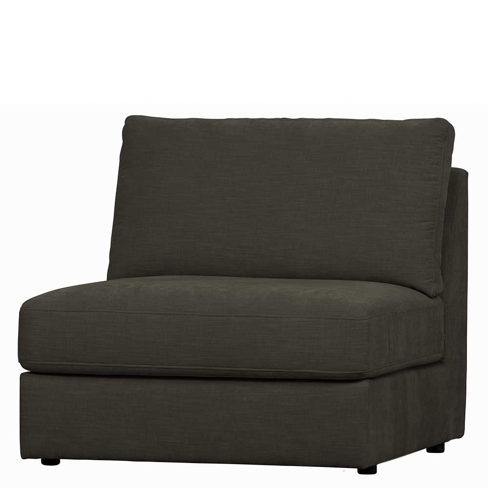 Basilicana Einsitzer Element Sofa Anthrazit in modernem Design Rücken echt bezogen