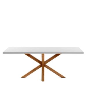 4Home Tisch Esszimmer mit weißer Platte Gestell in Holzoptik