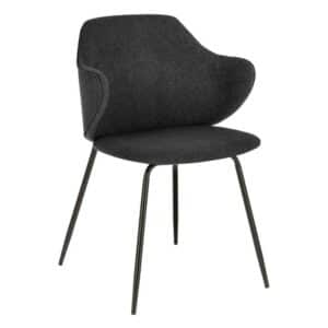 4Home Esstisch Stühle in Dunkelgrau Webstoff & Metall (2er Set)