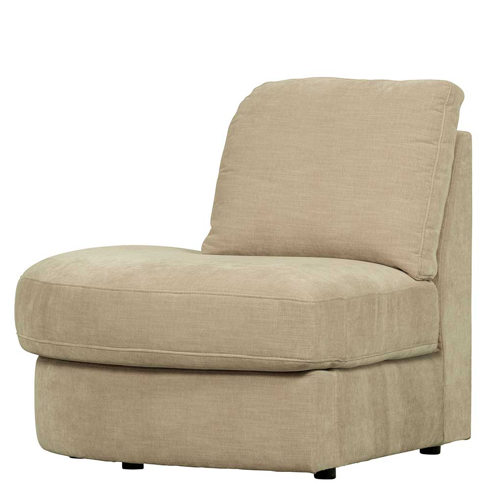 Basilicana Sofa Rundecke Abschluss Beige mit einem Sitzplatz Rücken echt bezogen